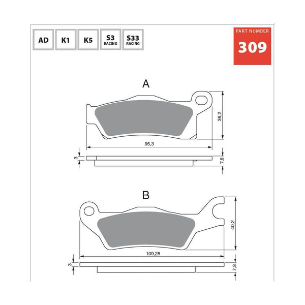 GOLDfren 309-310-309-310K5 Brake Pads - 1MOTOSHOP