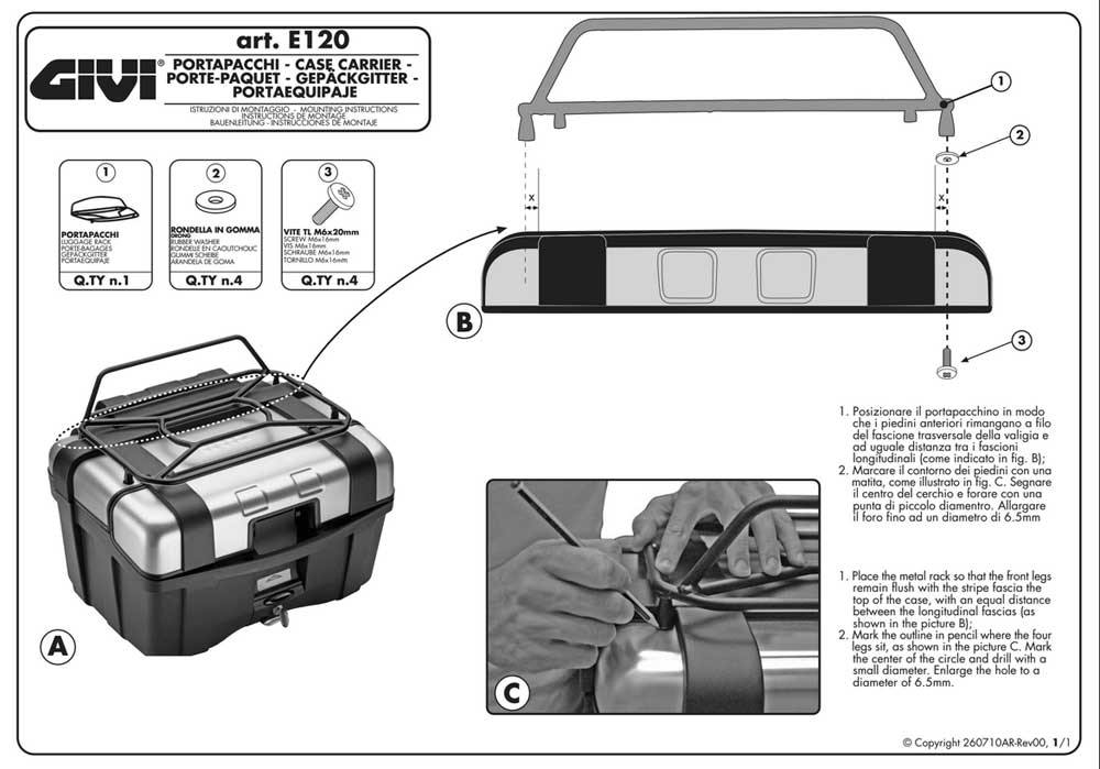 Givi E120 Luggage Metal Rack for Trekker 46 / 33 Liter Top Cases