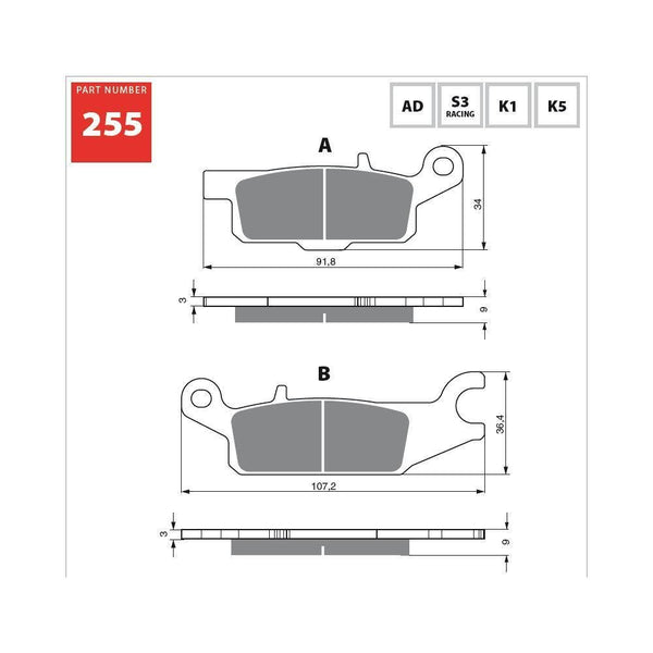 GOLDfren Brake Pads 255K5  / FA443TT - 1MOTOSHOP