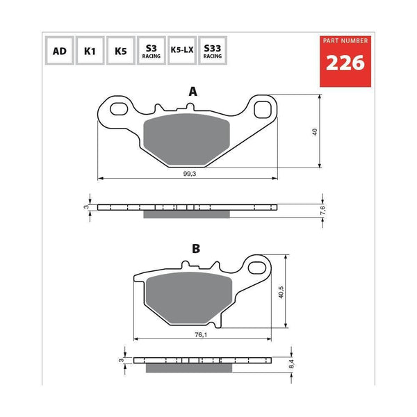 GOLDfren Brake Pads 226K5  / FA401 - 1MOTOSHOP