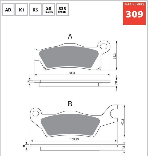 GOLDfren Brake Pads 309K5  / FA618 - 1MOTOSHOP