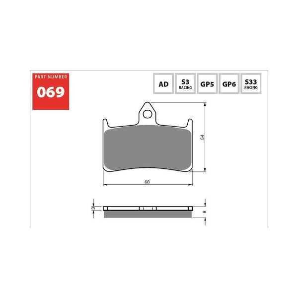 GOLDfren Brake Pads 069GP6  / FA144, FA187 - 1MOTOSHOP