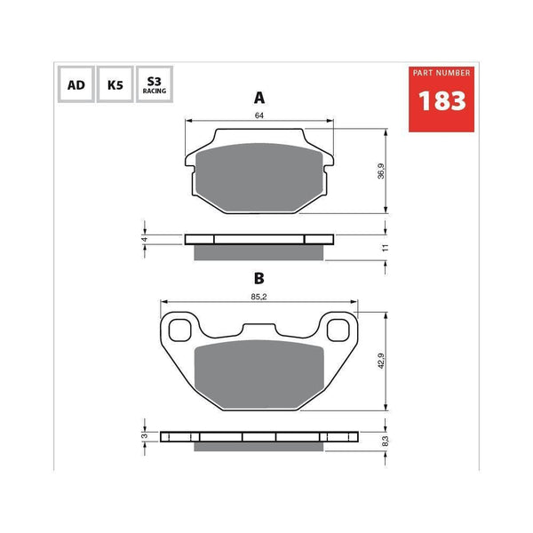 GOLDfren Brake Pads 183S3  / FA305 - 1MOTOSHOP