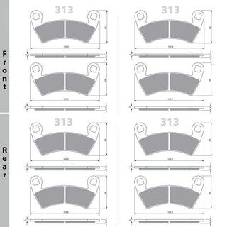 Polaris Ranger Crew Diesel 900D '13-14 Brake Pads GOLDfren 313-x2-313K5-x2 - 1MOTOSHOP