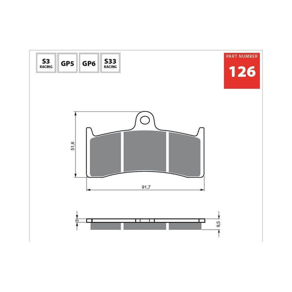 GOLDfren Brake Pads 126GP6  / FA424, FA249 - 1MOTOSHOP