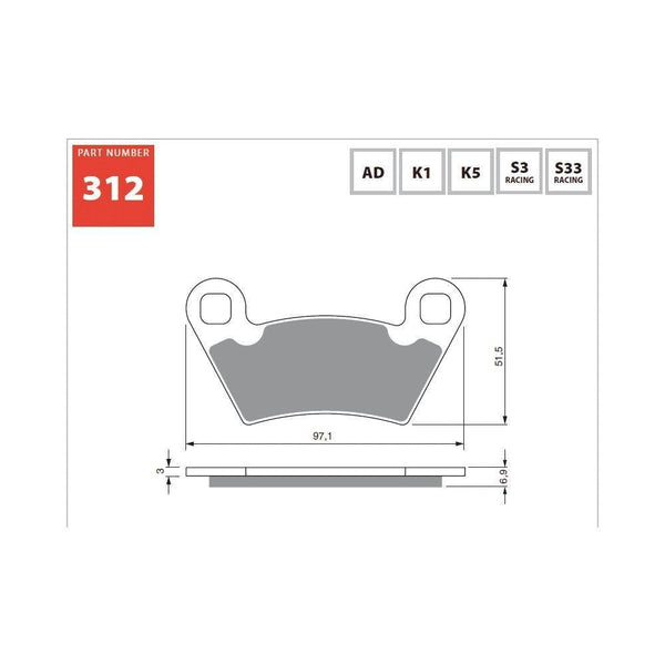 GOLDfren Brake Pads 312K5  / FA354R - 1MOTOSHOP